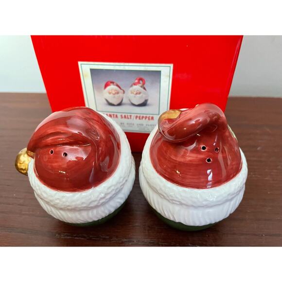 Vintage Fitz & Floyd Omnibus Santa Salt and Pepper Shakers, Christmas Tableware - Picture 4 of 8